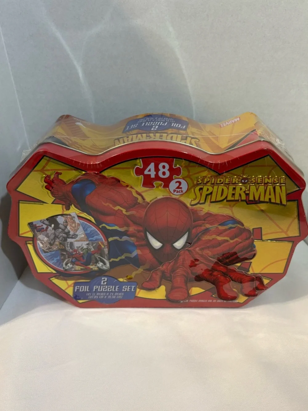 Marvel Spiderman -‎ 2 Foil Puzzle Set. 48 PCS Each with tin (2013) New/Sealed